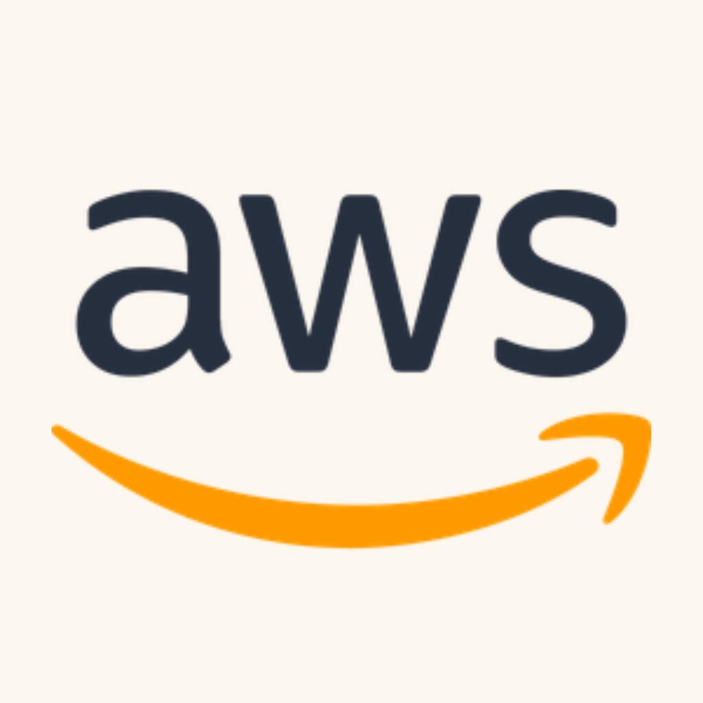 شعار أمازون AWS لإعلان برنامج الذكاء الاصطناعي والحوسبة السحابية.